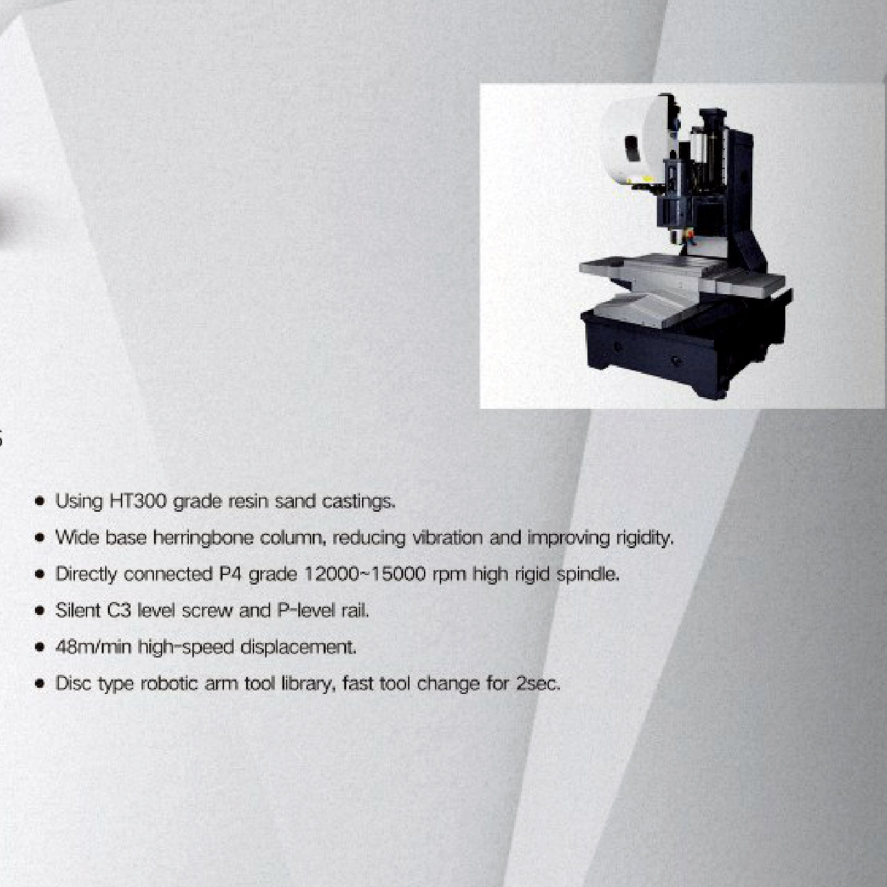 High Speed Machining Center with 15000rpm Spindle