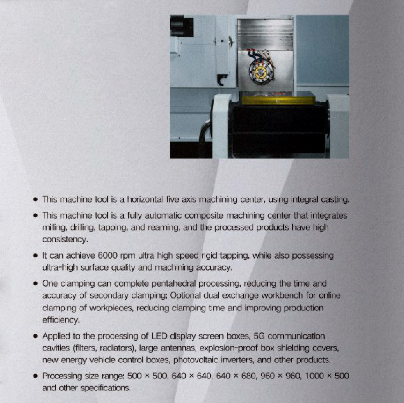 CNC Center High Speed Horizontal Five Axis Machining Center