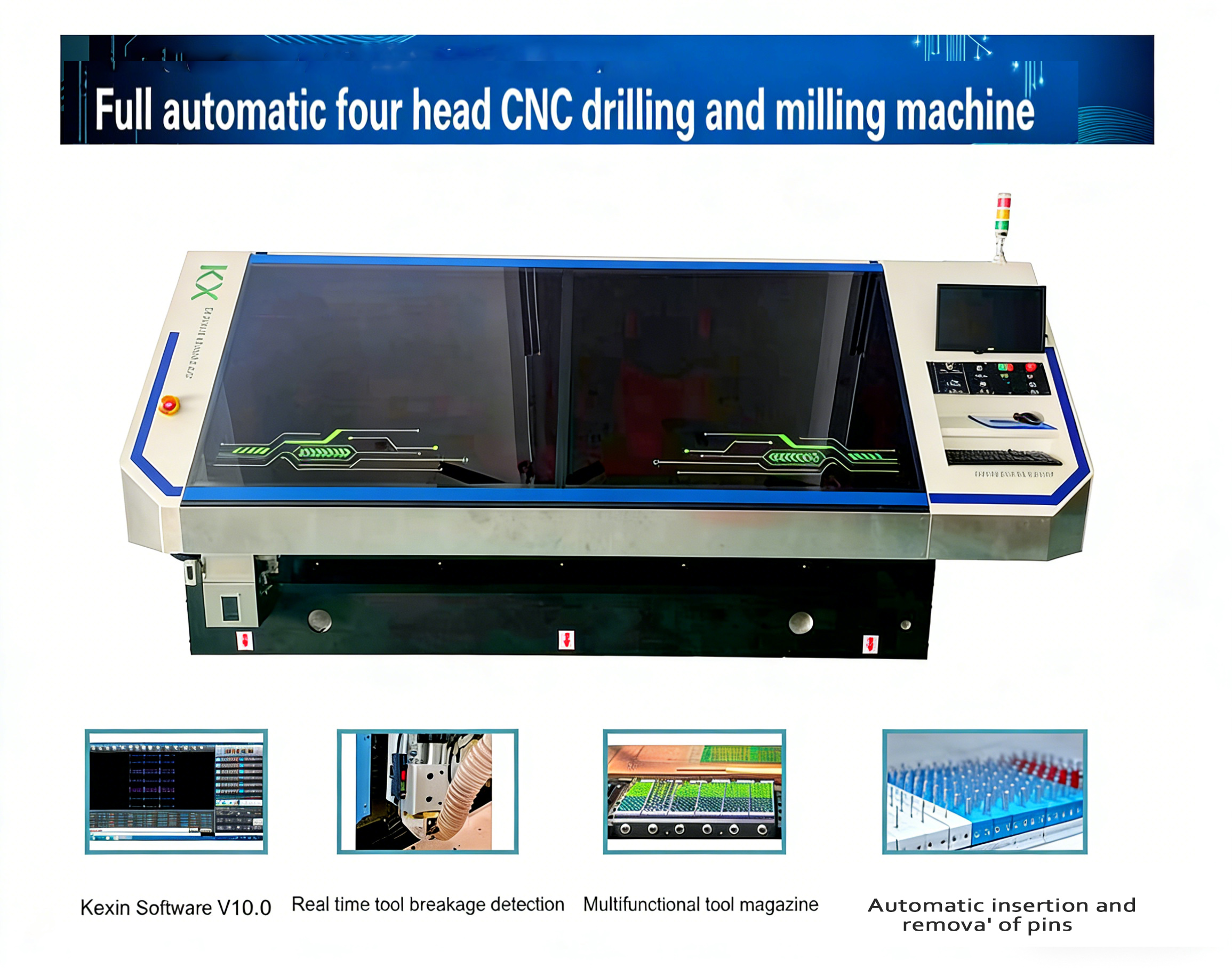 KX 4 Spindle CNC Routing Machine PCB Process Equipment